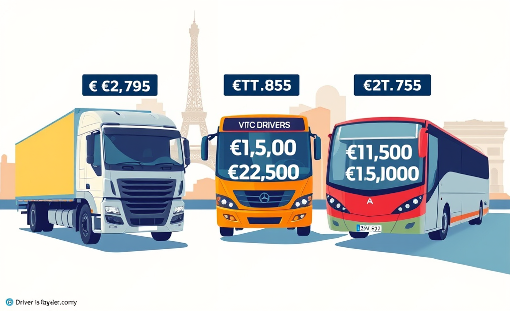 Graphique comparant les salaires des conducteurs dans différentes entreprises du secteur.