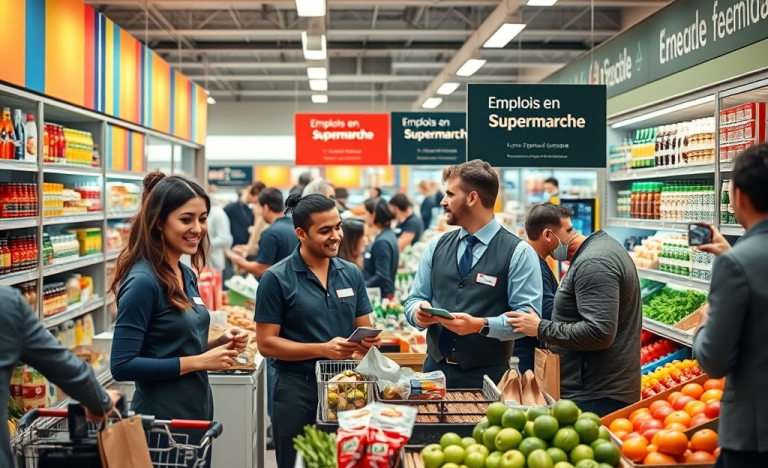 Représentation d'un employé travaillant dans un supermarché.