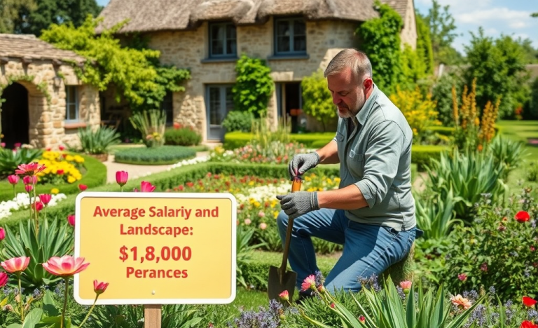 Image d'un jardinier travaillant dans un jardin, illustrant le thème du salaire moyen pour les fonctions de jardinage et de paysagisme