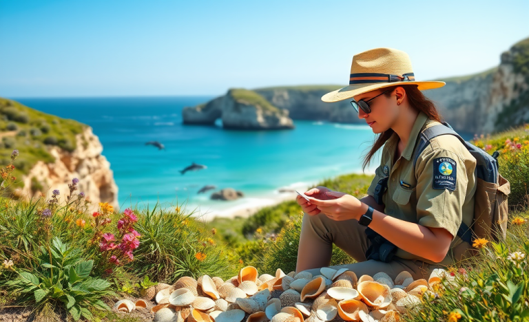 Personne travaillant en extérieur, entourée de paysages naturels, illustrant les emplois en contact avec la nature