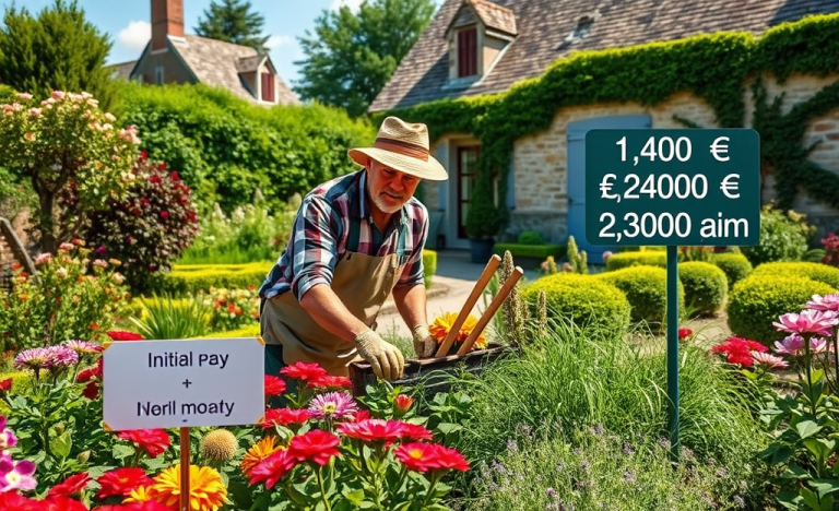 Un jardinier examine un jardin paysager en pleine croissance