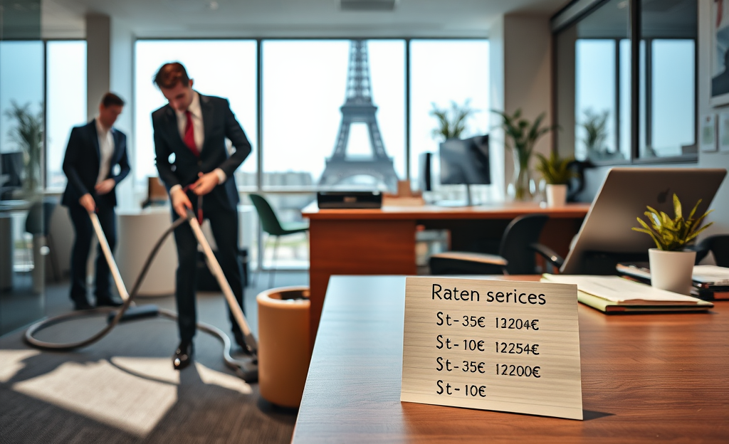 Image illustrant des professionnels du nettoyage en action dans une entreprise