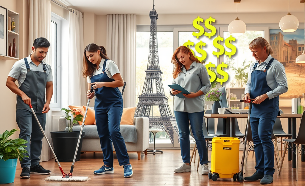 Un agent de nettoyage effectuant des tâches dans un bureau bien entretenu