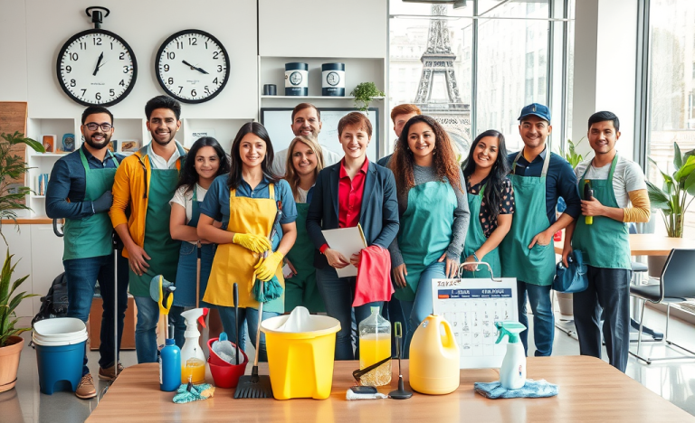Image montrant un agent de nettoyage professionnel en action, illustrant les avantages offerts dans les offres d'emploi du secteur.