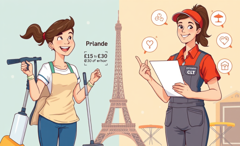 Image illustrant les options de travail dans le secteur du nettoyage, entre emploi en CLT et statut d'indépendant
