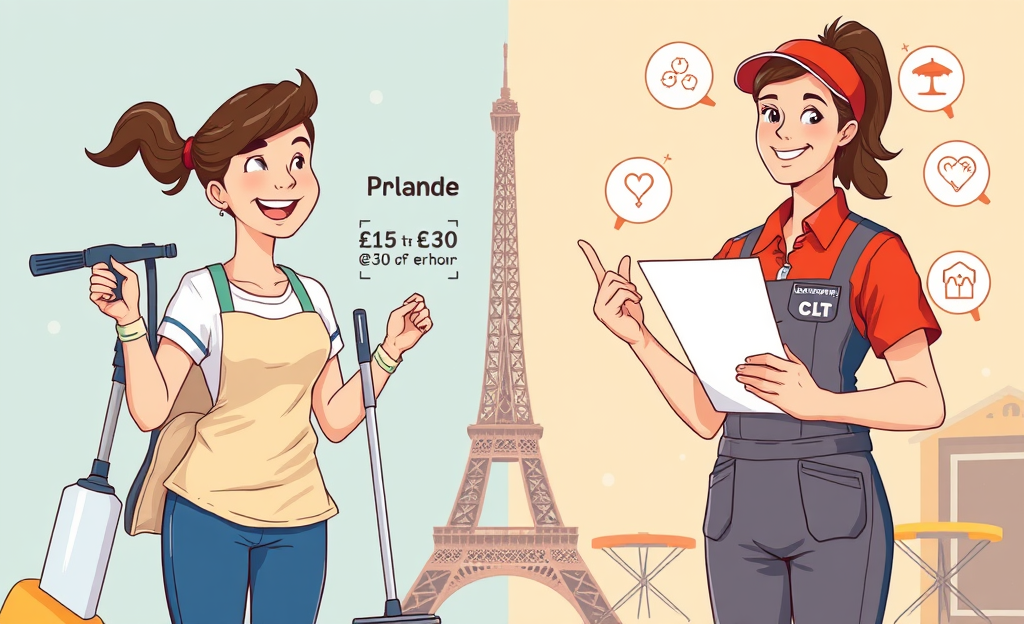 Image illustrant les options de travail dans le secteur du nettoyage, entre emploi en CLT et statut d'indépendant