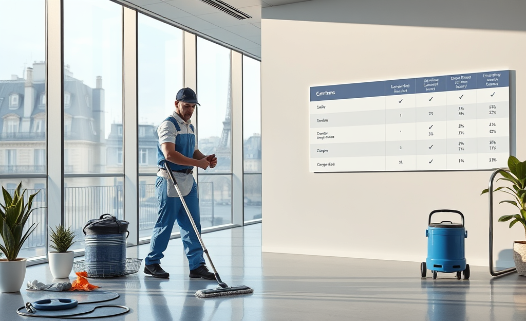 Agents de nettoyage effectuant des tâches professionnelles, illustrant les défis et les opportunités dans le secteur du nettoyage.