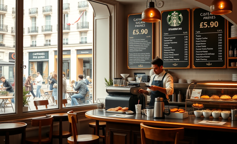 Image d'un barista servant un café dans une entreprise de restauration.