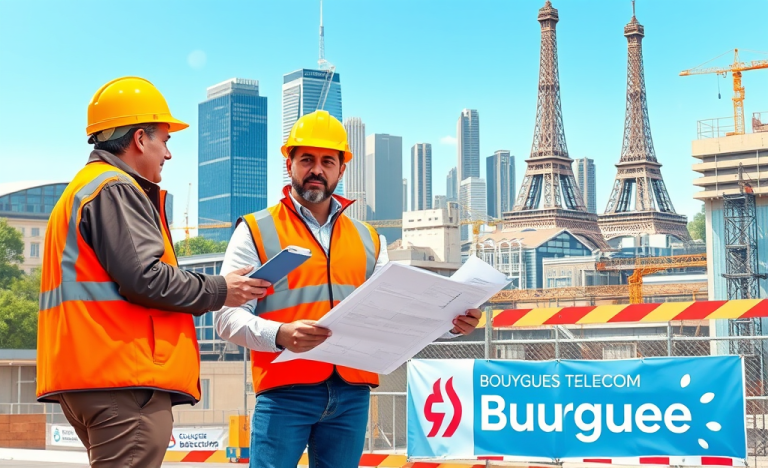 Groupe de travailleurs de la construction examinant des plans