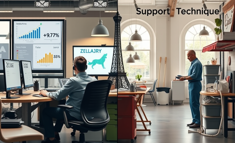 Graphique comparatif des salaires entre les métiers de Zeladoria et de support technique