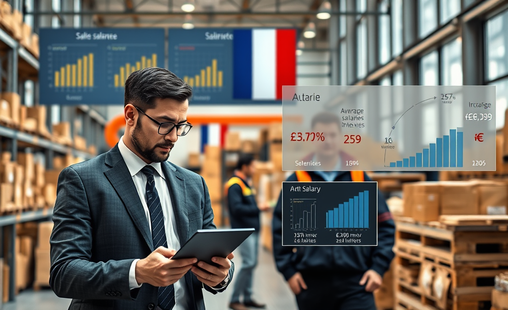 Graphique montrant les variations de salaires selon les fonctions dans un centre de distribution