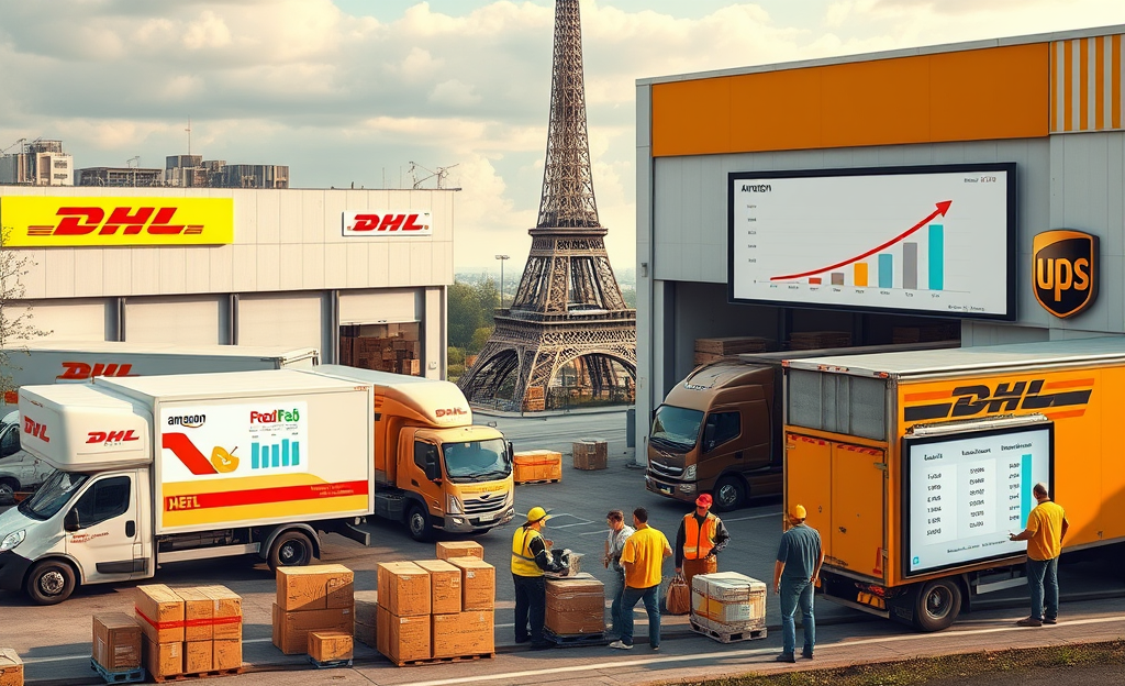Graphique comparant les salaires des employés logistiques chez Amazon, DHL et UPS.