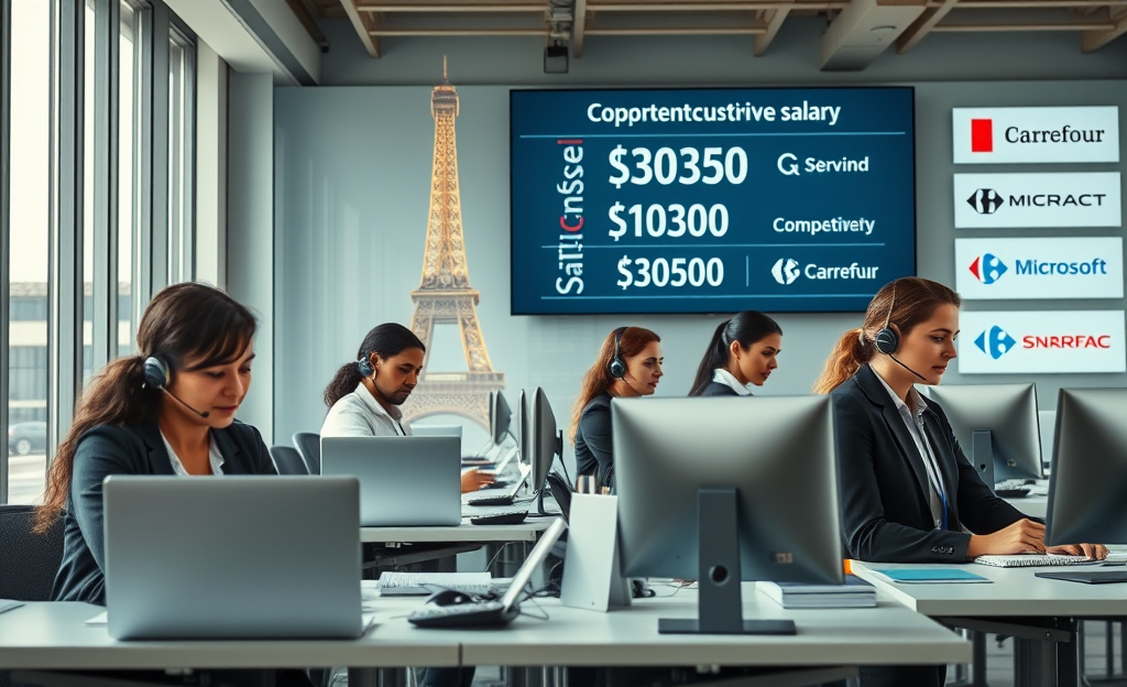 Illustration montrant les meilleures entreprises offrant des salaires compétitifs en service client et de bureau.