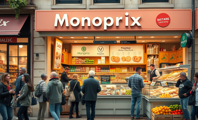 Illustration des opportunités d'emploi chez Monoprix dans les magasins urbains et boulangeries internes
