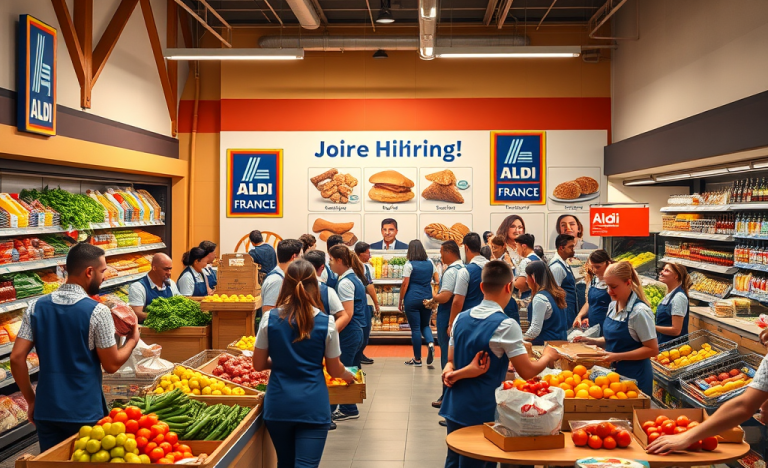 Image de collaborateurs travaillant dans une filiale d'Aldi France