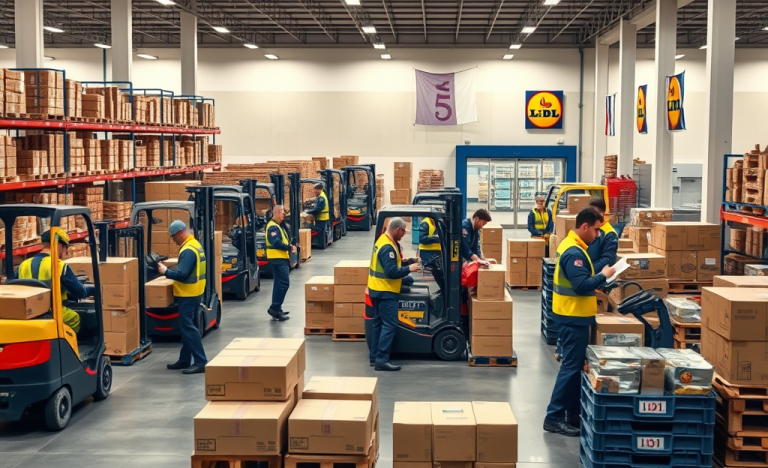 Illustration des opportunités d'emploi en logistique et service client chez Lidl France.