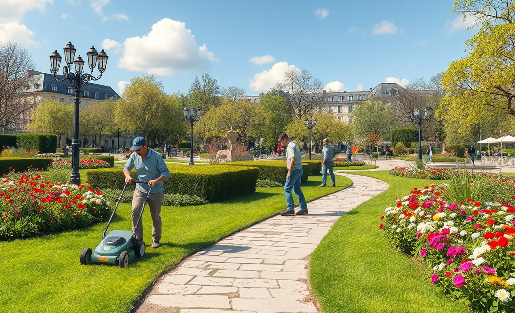 Image de jardiniers travaillant à l'entretien urbain pour Paprec Group.