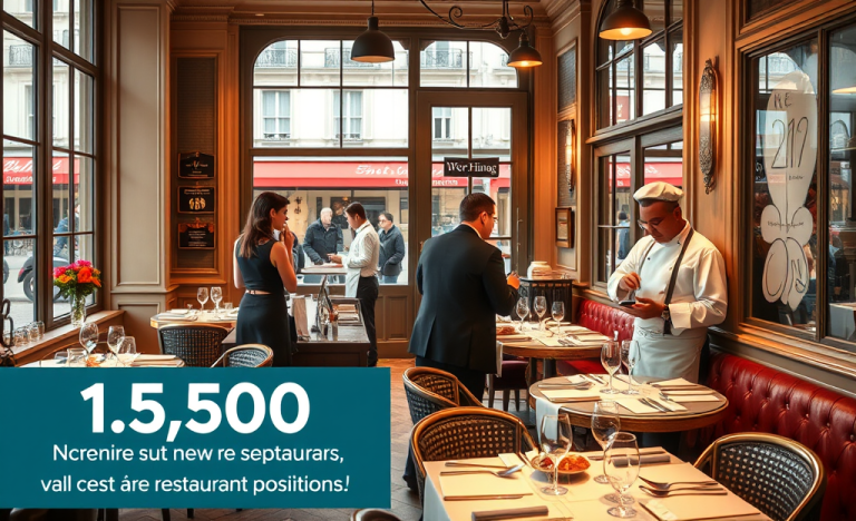 Des employés de restaurant du Groupe Flo accueillant des clients avec le sourire