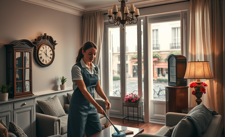Femme de ménage professionnelle chez Shiva offrant des services de qualité.