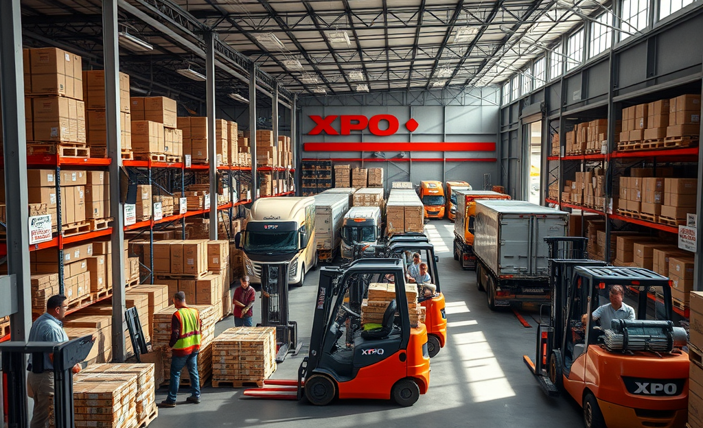 Image montrant le chargement et l'organisation dans un entrepôt de XPO Logistics