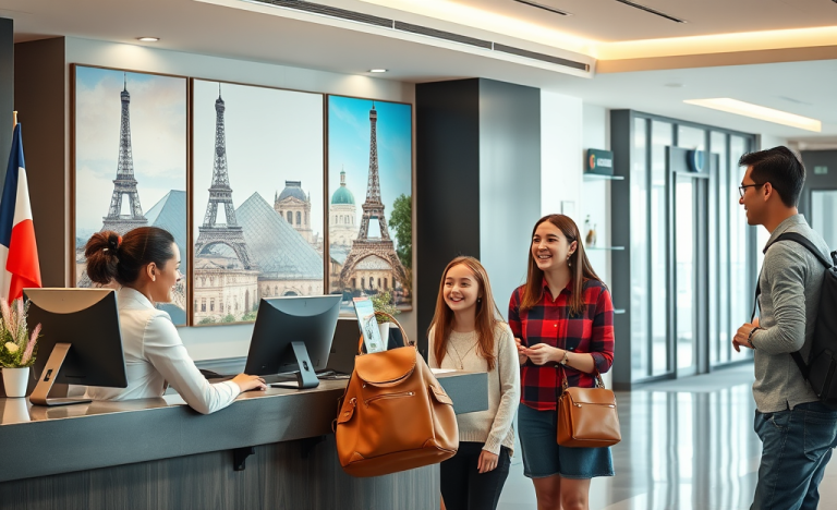 Image d'un réceptionniste accueillant des clients dans un hôtel Accor.